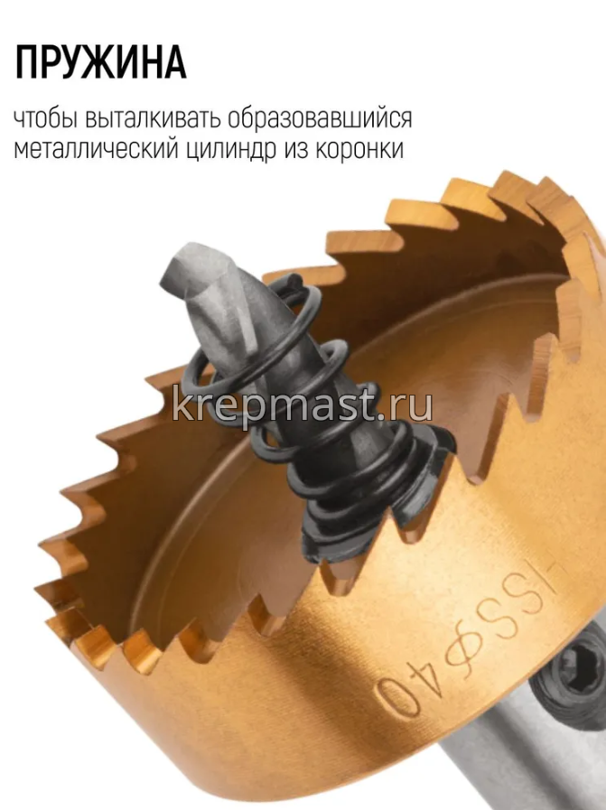 Коронка кольцевая по металлу, HSS сталь, титановое покрытие 40 мм FIT