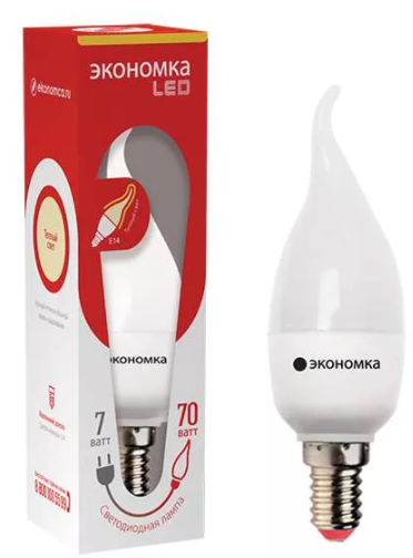 Лампа свеча на ветру 7Вт Е14 3000K