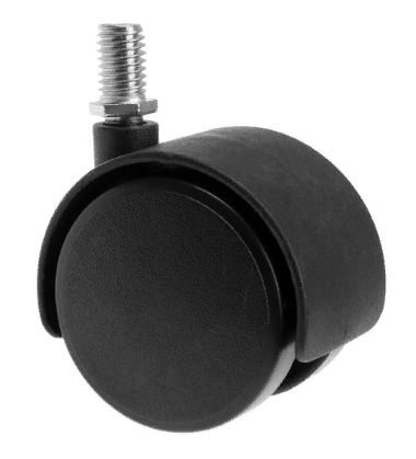 Ролик мебельный d.50 на резьбе М 8 черный пластик