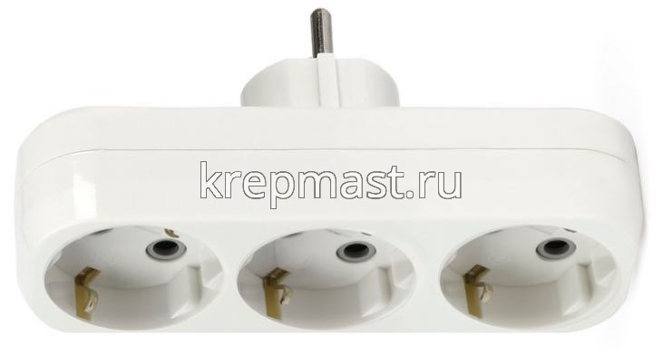 Разветвитель плоский. на 3 гнезда заз 250В 16А