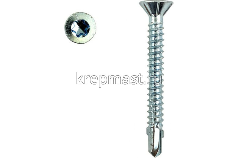 Саморез кров. ТХ30 с УШКАМИ б/шайбы DIN 7504 P 5,5х50 потай. - сверло оцинк.