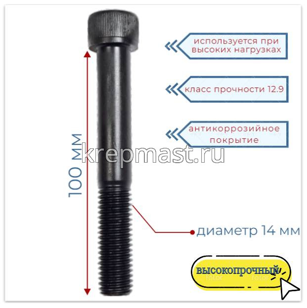 Винт с внутр.шестигранником 14 х100 черный кл.пр.12,9 н/р DIN 912