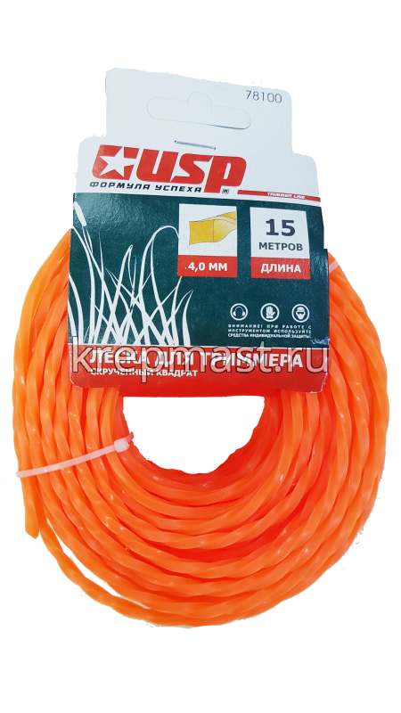 Леска для триммера 4,0мм скруч. КВАДРАТ (по 15м)