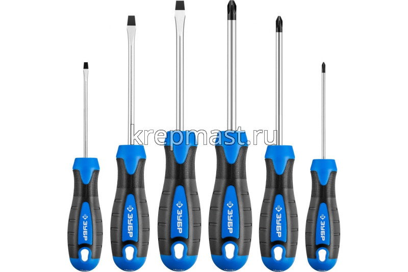 Отвертки-набор ЗУБР Профи 6шт (SL3 / 5,5 / 6,5, PH 0 / 1 / 2) магнитные