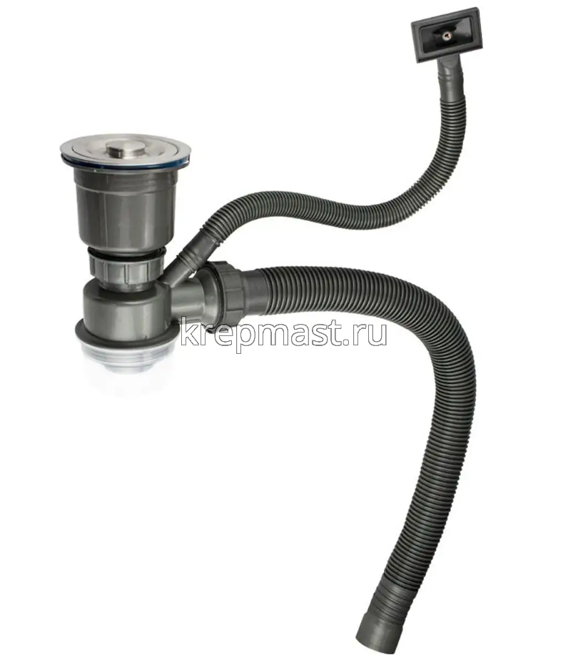 Сифон FABIA PROFI (8733) для кух.мойки больш.горлов. с переливом, с отв.подслив шланг